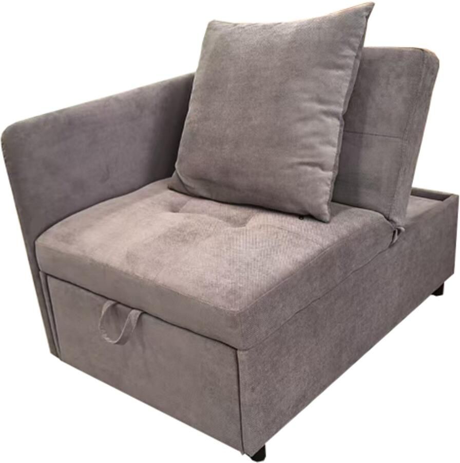 Slaapbank 97x68x65cm Grijs Linnen Multifunctioneel Polster Slaapbank Verstelbare Lengte En Rugleuning Modern Design Geschikt Voor Kleine Ruimtes