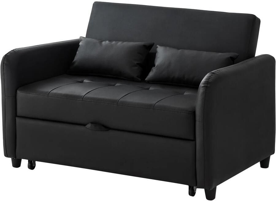 Slaapbank – Bedbank – Klapbank – Logeerbed – Ruimtebesparend – Verstelbare Rugleuning – Synthetisch Leder