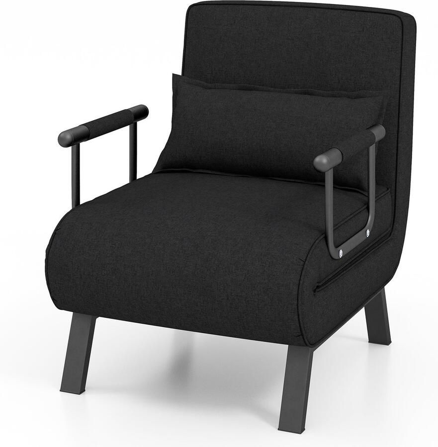 Slaapbank – Bedbank – Slaapstoel – Sofa – Zitslaapbank – 4-in-1 Multifunctioneel – 6-Standen Verstelbare Rugleuning – Stoffering Van Linnen Met Metaalframe