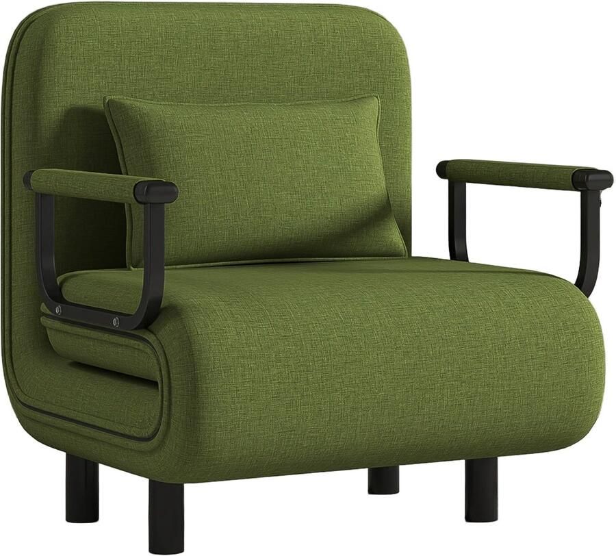 Slaapbank – Bedbank – Sofa – Logeerbed – Zetelbed – 5-in-1 Opvouwbaar – Ruimtebesparend – Zacht Polyester – Grasgroen