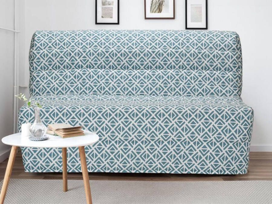 Vente-unique Slaapbank BZ COWBOY II 100% katoen Hemelsblauw GRAFISCHE print L 143 cm x H 89 cm x D 97 cm