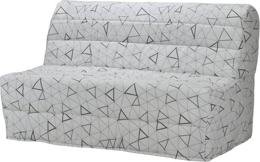 Vente-unique Slaapbank BZ COWBOY II 100% katoen Wit en grijs LOSANGE print L 143 cm x H 89 cm x D 97 cm - Foto 2