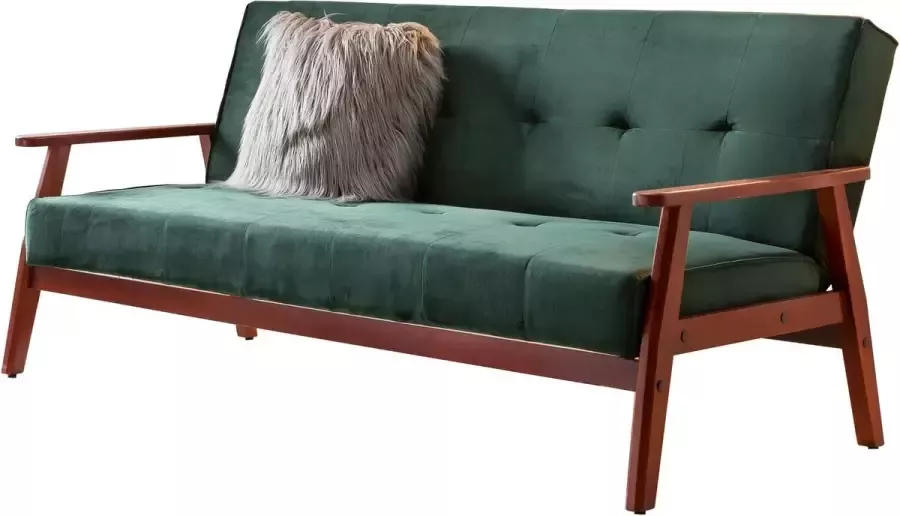 Slaapbank Heidi Groen Velours Breedte 190 cm Zithoogte 41 cm Zitdiepte 54 cm Zitbreedte 185 cm