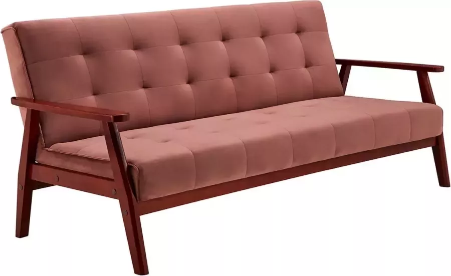 Slaapbank Heidi Roze Velours Breedte 190 cm Zithoogte 41 cm Zitdiepte 54 cm Zitbreedte 185 cm