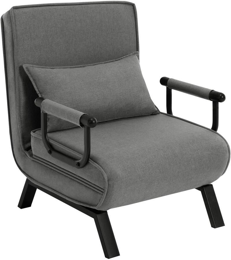 Corenia Slaapbank Slaapfauteuil Slaapstoel Inklapbare Slaapbank Opvouwbare Stoel Verstelbare Rugleuning met Fauteuil Linnen Bekleding Kussen 3-in-1 Grijs