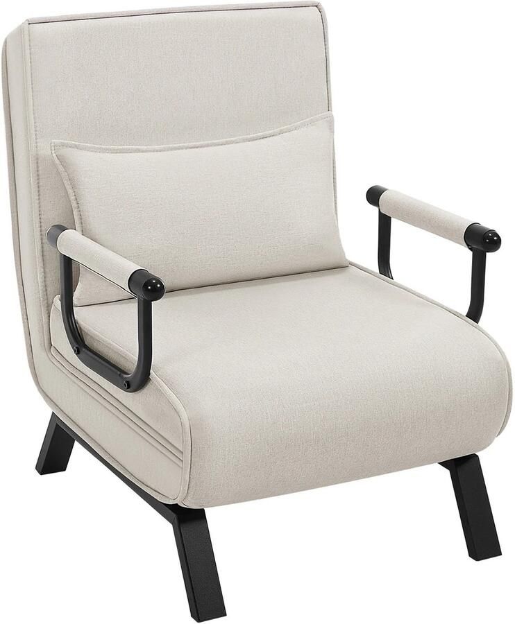 Corenia Slaapbank Slaapfauteuil Slaapstoel Inklapbare Slaapbank Opvouwbare Stoel Verstelbare Rugleuning met Fauteuil Linnen Bekleding Kussen 3-in-1 Beige