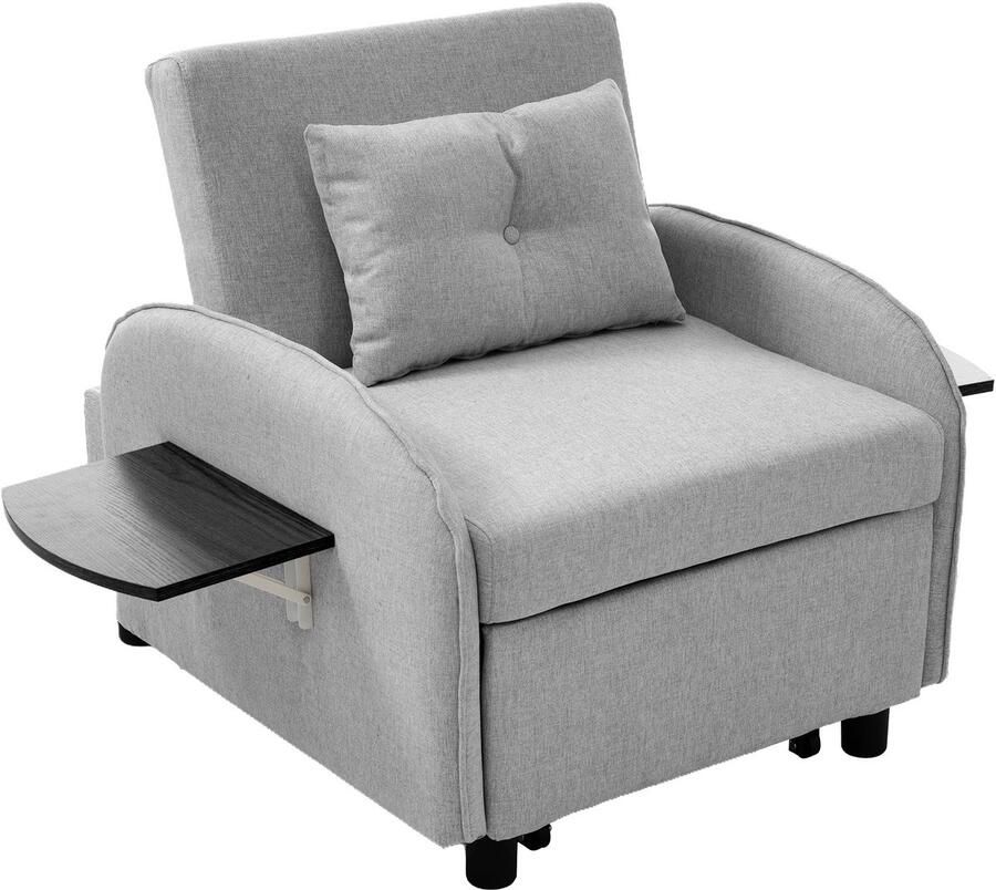 Slaapbank Slaapstoel Klapstoel Logeerbed Opvouwbare Eenpersoonsbank Met Bedfunctie Drievoudig Verstelbare Opklapbaar 123 x 74-167 x 78 cm Grijs