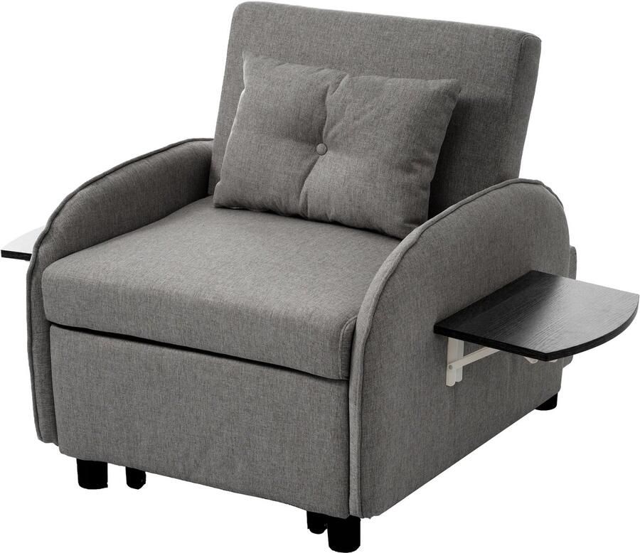 Slaapbank Slaapstoel Klapstoel Logeerbed Opvouwbare Eenpersoonsbank Met Bedfunctie Drievoudig Verstelbare Opklapbaar 123 x 74-167 x 78 cm Donkergrijs