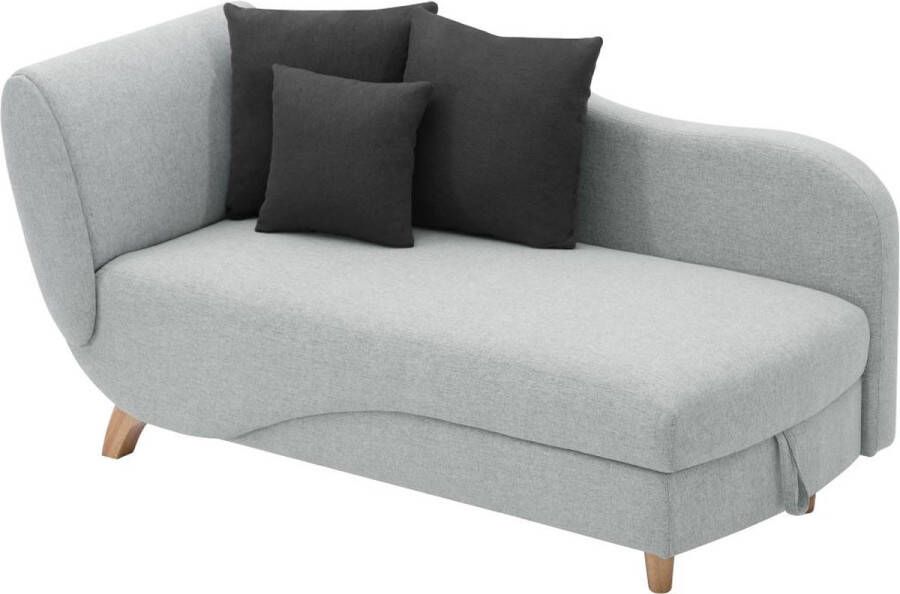 Vente-unique Slaapbank van lichtgrijze stof met opbergruimte Hoek rechts PENELOPE L 160 cm x H 81 cm x D 80 cm - Foto 2