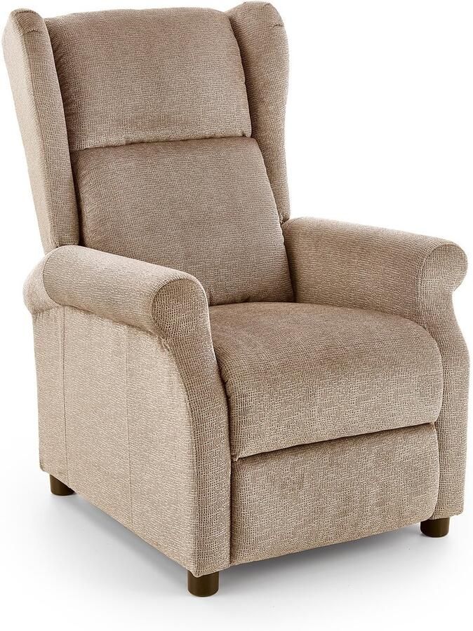 Slaapfauteuil – Moderne Opklapbare Relaxstoel – Verstelbaar tot Logeerbed – Fauteuil in Beige & Grijs – Comfortabel & Compact – Stijlvol Design met Zwart Kunststof Onderstel