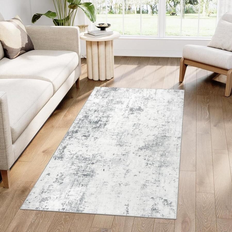 Slaapkamerkleed 80 x 150 cm grijs Kleine vloerkleden voor woonkamer Wasbare tapijten Antislip Kindertapijten voor speelkamer en kinderkamer Eetkamer Zachte en moderne vloerbedekking met trendy uitstraling