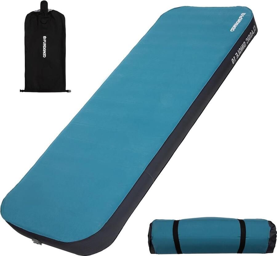 Slaapmat Schuim Opblaasbaar Kampeerluchtmatras 1 Persoons Campingmatras 10cm Dik 3D Zelfopblazende Slaapmat Dikke Slaapmat Zacht Fluweel Warm voor Buitentent Autoreizen