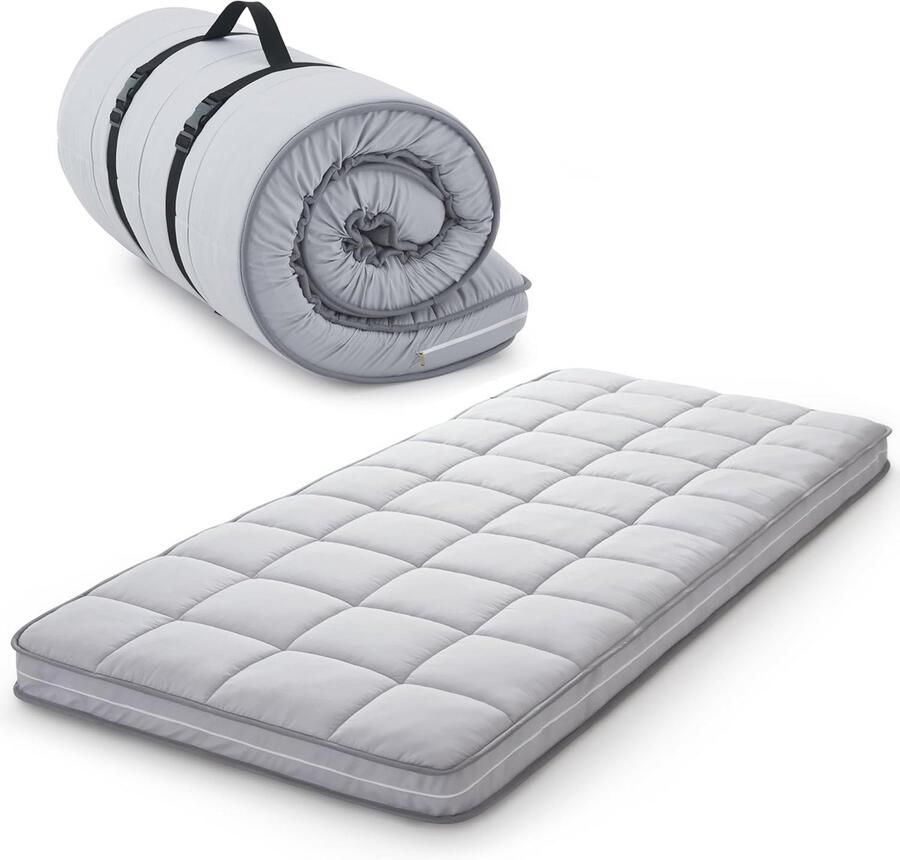 Slaapmatras Topper met Gel Traagschuim en Wasbare Hoes Oprolbaar en Draagbaar Slaapkussen voor Kinderbed en Eenpersoonsbed (75 x 30 x 10 cm)