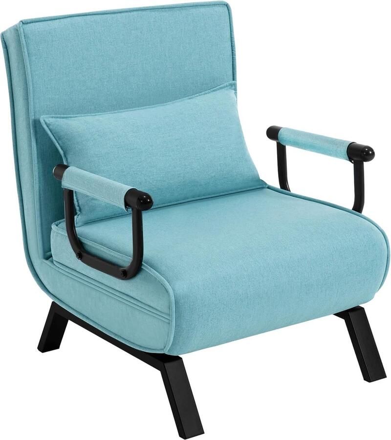 Slaapstoel 3-in-1 slaapbank met bedfunctie klapstoel met verstelbare rugleuning afneembaar kussen logeerbed metalen frame linnen 150 kg belastbaar blauw