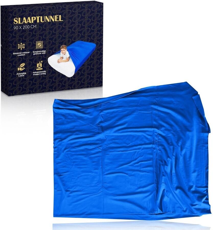 Luxier Slaaptunnel Voor 90x200 cm Eenpersoonsbed Knuffellaken Dekbedovertrek Bedtunnel Alternatief Verzwaringsdeken Kind Juniorbed Blauw