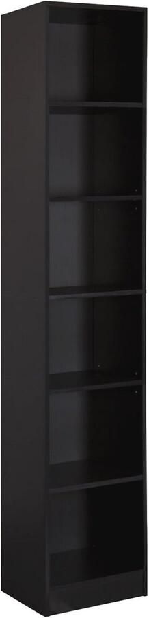 Slanke boekenkast met 6 vakken Zwart hoge en smalle plank voor boeken en planten 200 x 40 x 29 5 cm