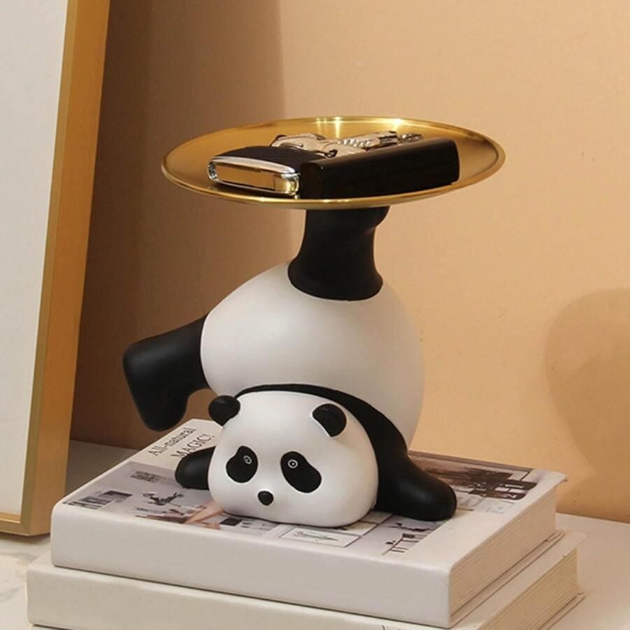 Sculptuur Dienblad Home Office Decor Sleutels Portefeuilles Fruithouder Opslag Ornament Dienblad Tafel Decor Sculptuur Desktop (Panda dienblad) - Foto 2