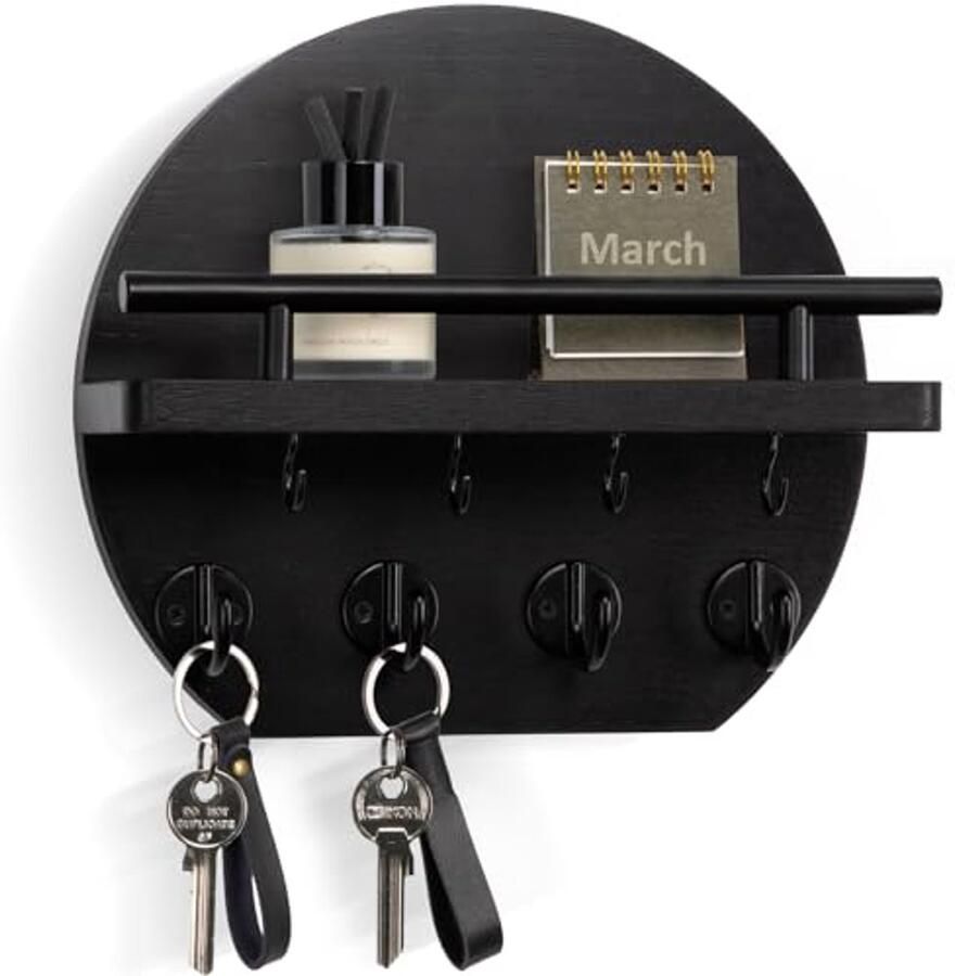 Sleutelhouder voor Muur met Plank en 8 Haken Wanddecoratie voor Appartementen