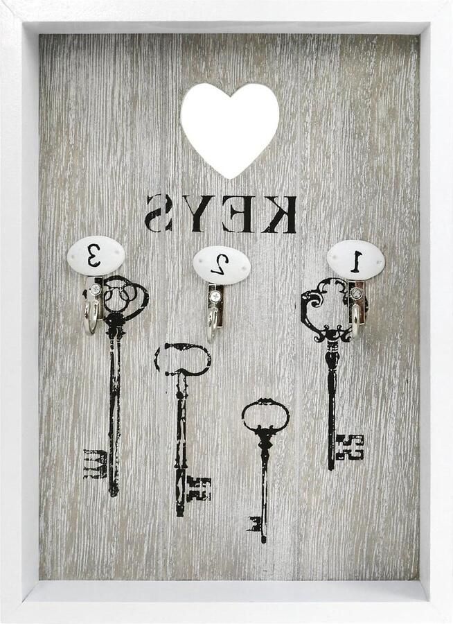 Sleutelkast van hout met 3 sleutelhaken 25 x 18 x 38 cm wit 3 haken opbergkast voor sleutels sleutelkastje met code