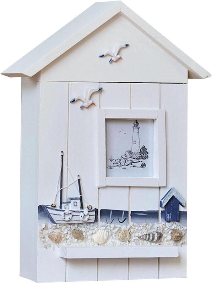 Sleutelkastje mediterrane stijl 7 x 7 cm fotorooster wandmontage opbergkastje voor sleutels sieraden en kleine voorwerpen Sleutelkastje