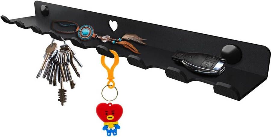 Sleutelrek met plank Sleutelhouder voor aan de muur Sleutelhanger met haken Sleutelhaken met sleutelrek Zoete Thuis Hal Decoratie Metalen Muurdecoratie Woonkamer