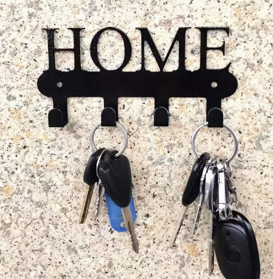 Sleutelrekje kapstok wanddecoratie Zwart Sleutelhouder muur Sleutelrekje modern Sleutelbord Sleutel organizer Sleutel bord Sleutelbord wand met haken Sleutels ophangen Sleutelkastje Sleutelrek