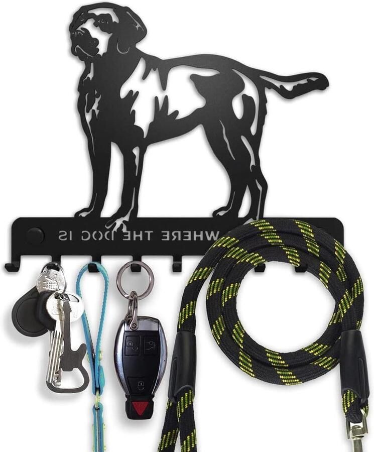Sleutelrekje Labrador Retriever Klein Muurhaak voor Hondenriem en Kapstok Zwart Metalen Decoratie