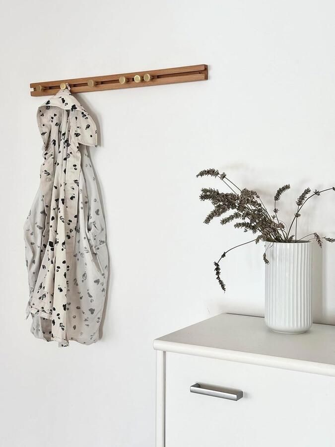 Slide Wandgemonteerde Kapstok moderne wandhaak ruimtebesparend 6 stuks hout