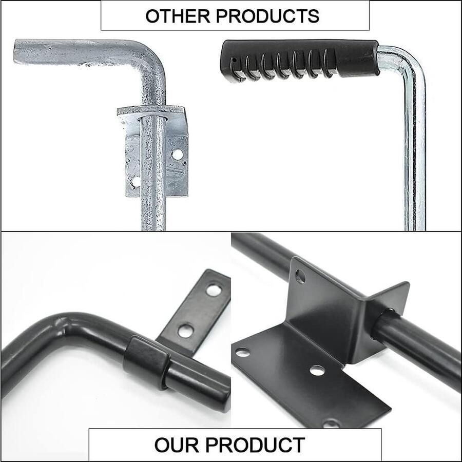 Sliding Bolt Gate Latch 900 15 mm Bottom Slide Heavy Duty Massief Staal Anti-Roest Zwart 1 Pack