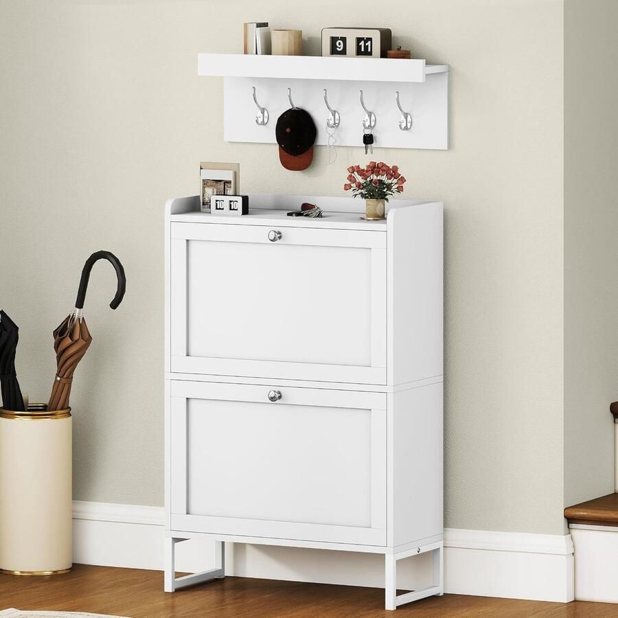 Slimme schoenenkast ruimtebesparend wit duurzaam