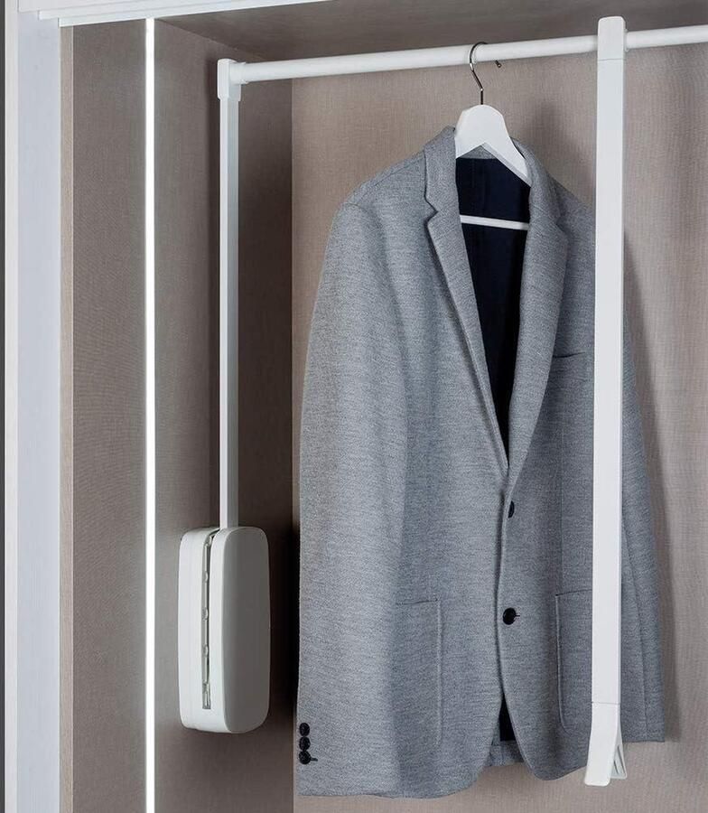 Slingerhanger voor kledingkast in breedte verstelbaar 600-830mm Staal en Plastic Wit kledingkast