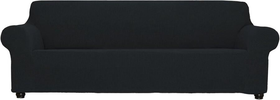 Slipcover Zachte Bankhoes Bankhoezen voor 3 Kussenbank Bank Meubelbeschermer Ademend Wasbaar Jacquard Stof Kleine Ruiten met Elastische Onderkant voor Kinderen Huisdieren (Zwart Groot)