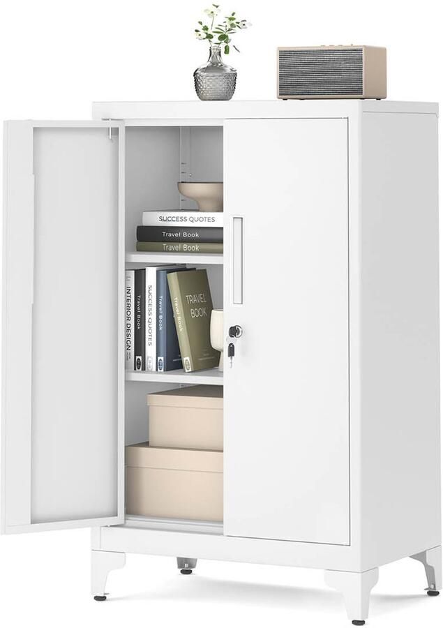 Slotkast Veilige opslag stalen kast sleutel vergrendeld wit 40 cm x 60 cm x 90 cm