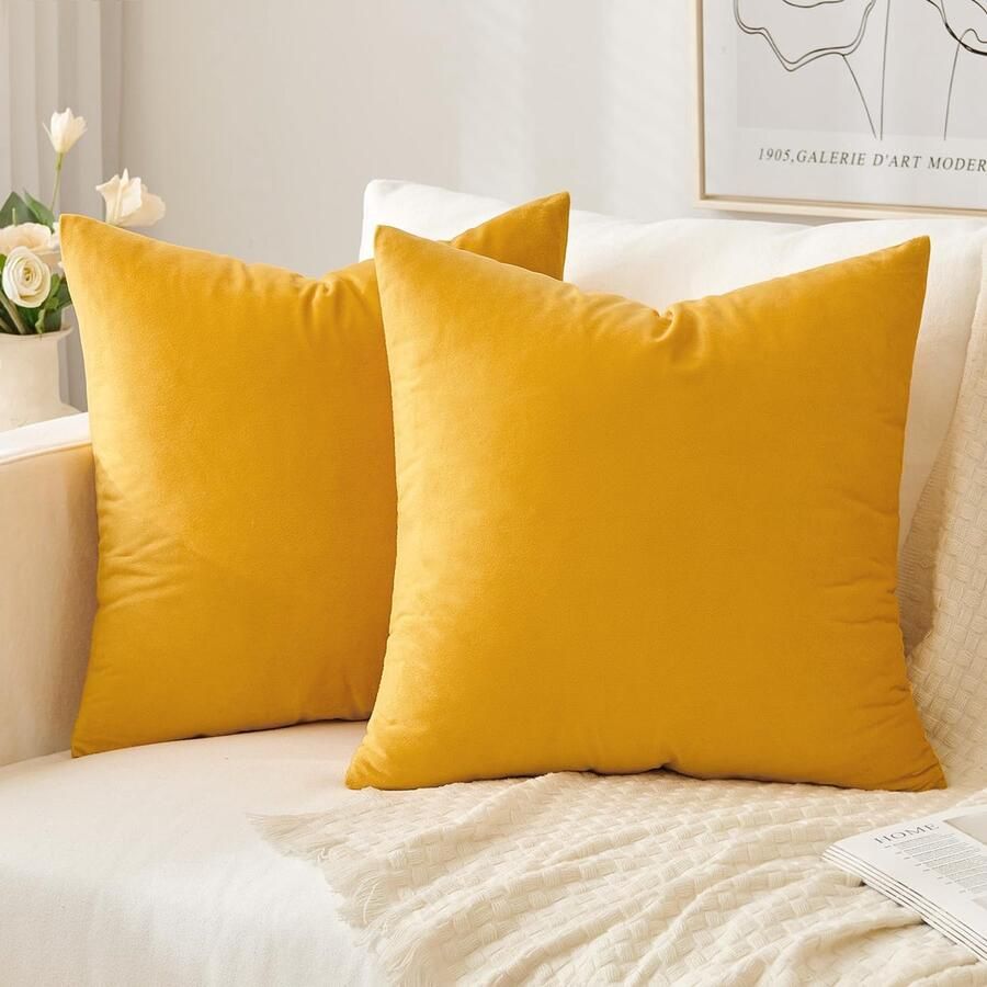 Slozzi Set van 2 fluwelen kussenhoezen Herfst Dcko Huishoudkussen Decoratieve kussenhoes Zacht bankkussen voor bank Slaapkamer Woonkamer 50x50 cm Oranje