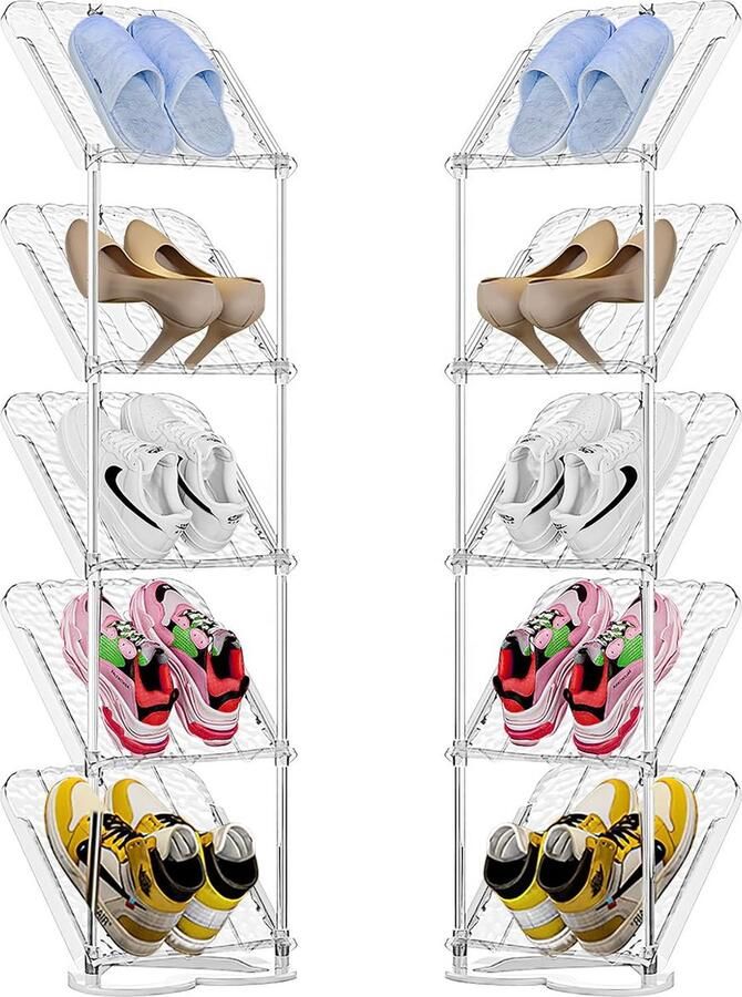 Luvetrex Smal en Stijlvol Schoenenrek met 5 Niveaus voor Slimme Opbergruimte