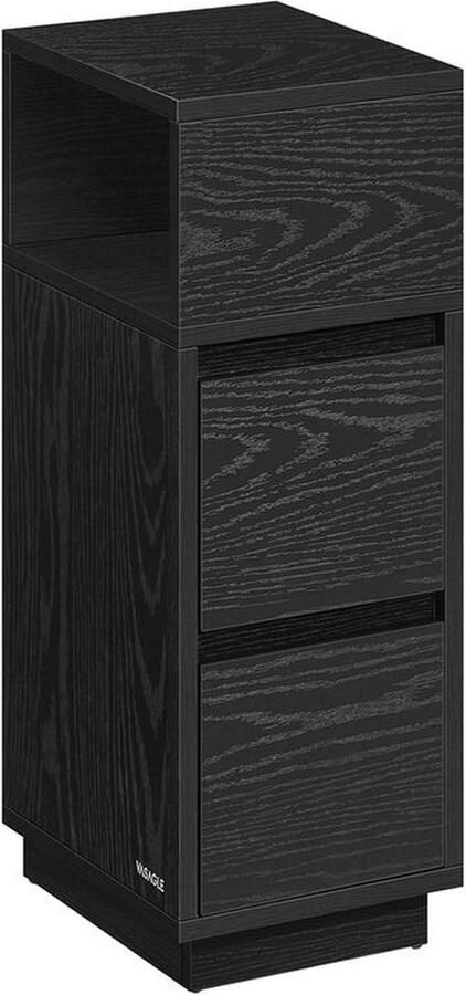 Woon Wereld Smal nachtkastje met 2 lades in ebbenhoutzwart