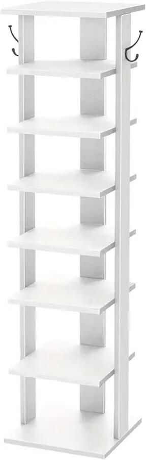 Smal Schoenenrek – 8 Niveaus met 2 Haken – Ruimtebesparend & Stabiel Opbergrek – Voor Entree Woonkamer & Slaapkamer