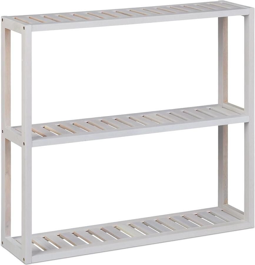 Smal wandrek van walnotenhout multifunctioneel 1 stuk wit