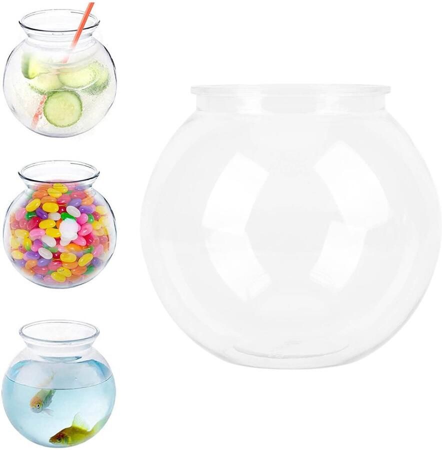 Small fish glass made of plastic round small and robust versatile robust for desk decoration (L)