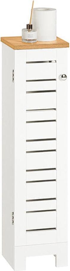 Rootz Living Rootz Small Toilet Paper Cabinet Badkameropslag Ruimtebesparend MDF-constructie Schimmelbestendig Luchtdoorlatende latten 20 cm x 79 cm x 18 cm