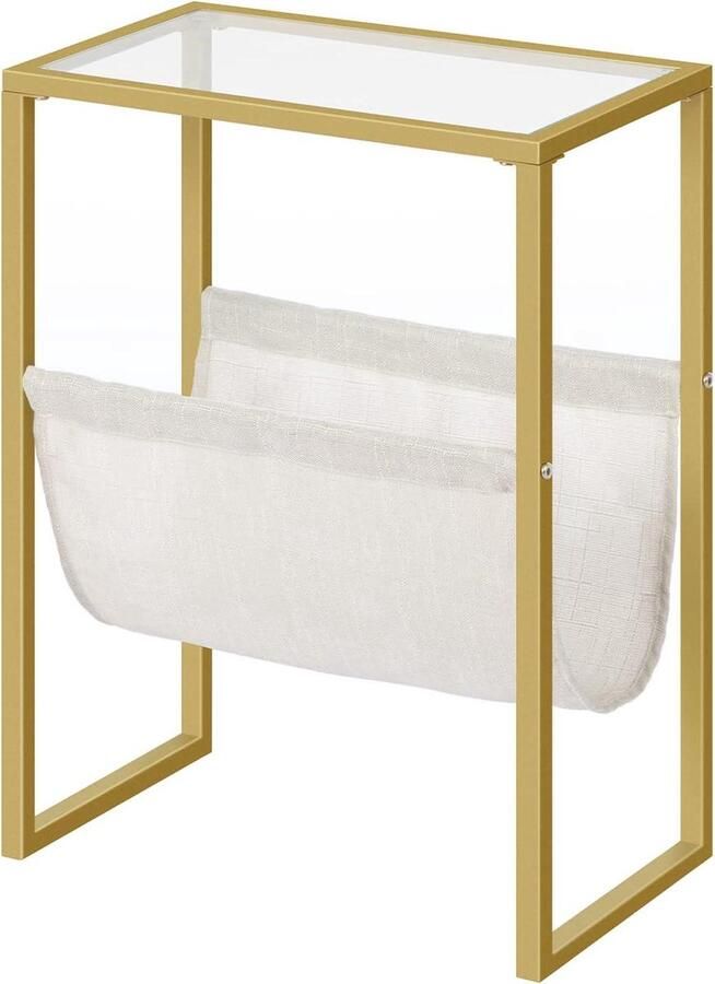 Slanke bijzettafel Ideaal voor kleine ruimtes Gehard glas Goud