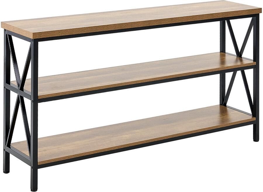 Smalle console salontafel – 140 cm lang 3-laags entree- en haltafel met metalen frame ideaal voor entree slaapkamer en meer
