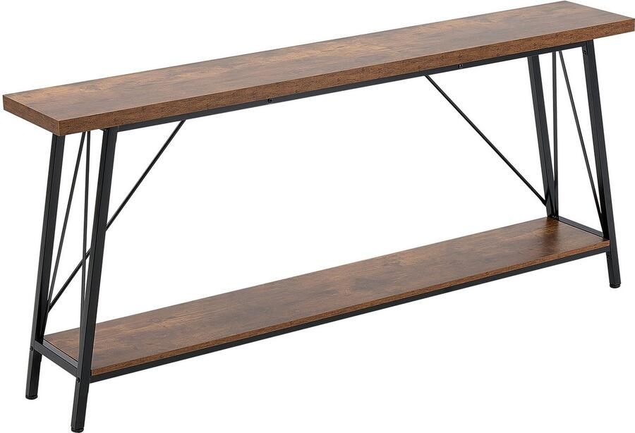 Smalle console salontafel – 180 cm lang 2-laags entree- en haltafel met metalen frame ideaal voor woonkamer slaapkamer en meer