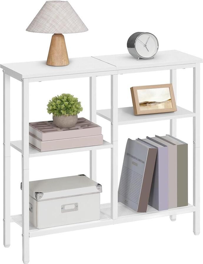 Retadou Smalle consoletafel 75 cm bijzettafel haltafel kleine tentoonstellingstafel banktafel voor kleine ruimtes voor ingang hal wit