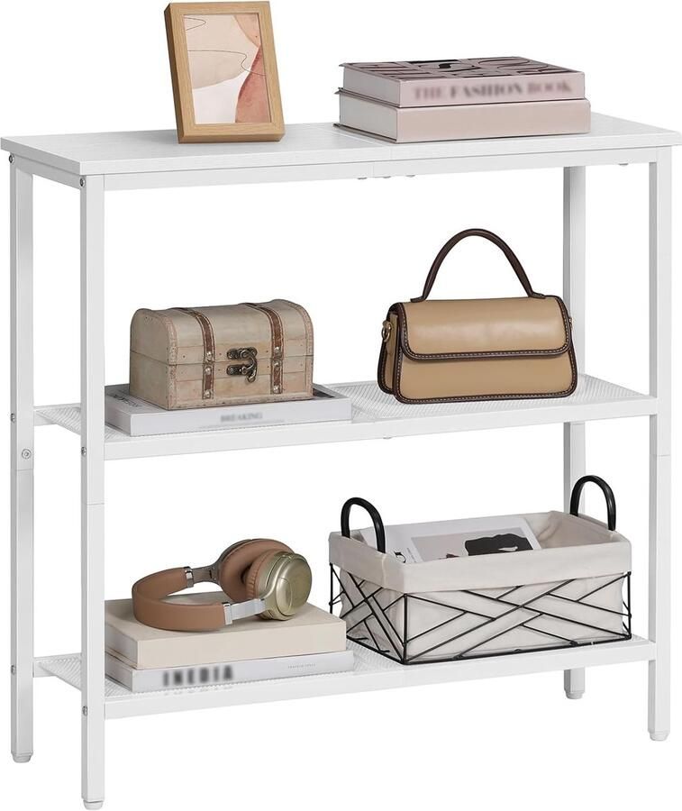 Retadou Smalle consoletafel bijzettafel met 2 planken banktafel hal ingang woonkamer slaapkamer en kantoor wit