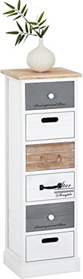 Smalle ladekast met 6 lades in vintage look Shabby chic opbergrek