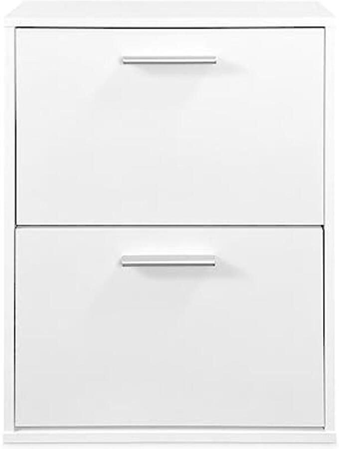 Smalle Witte Schoenenkast met 2 Deuren Compact en Praktisch