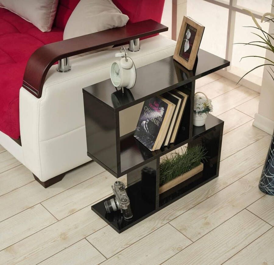 Smalle Zijplank Afmetingen 60 x 60 x 20 cm Bijzettafel Slank Bijzettafel Extravagant Esthetisch Decoratie Woonkamer Slaapkamer Kantoor Zwart