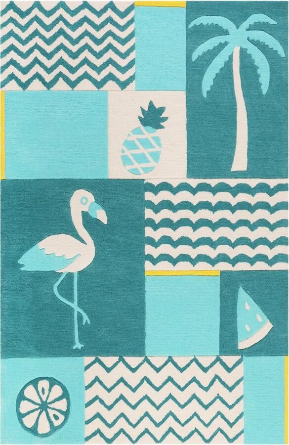 Smart Kids Fruity Flamingo Kinder vloerkleed blauw 130x190 cm
