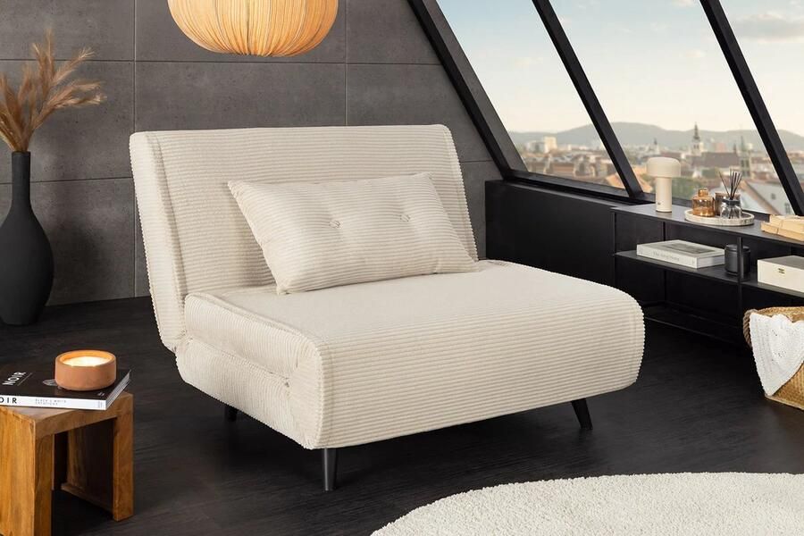 SMART Slaapstoel – Uitschuifbare Stoel tot Bed – 1 Persoons – Beige – Luxe Relaxfauteuil met Slaapfunctie - Foto 2